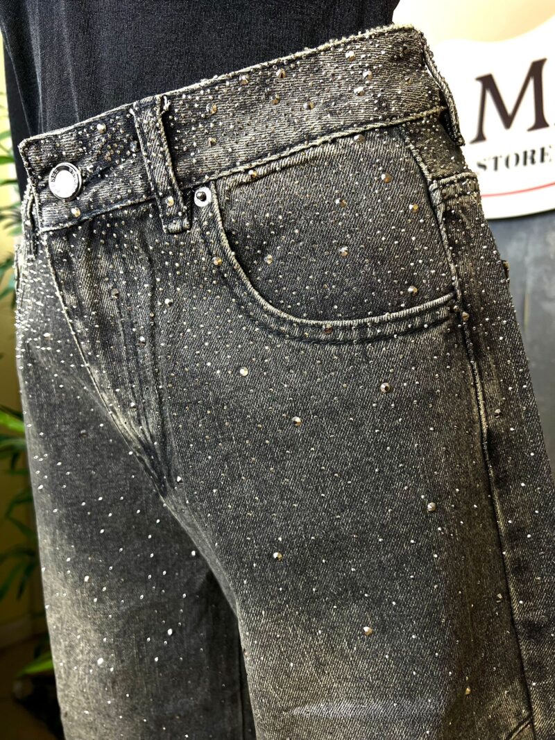 Jeans strass a palazzo - immagine 3